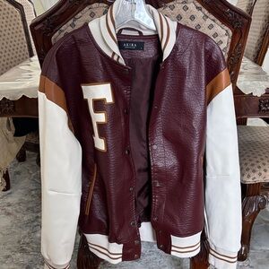 AKIRA Varsity Jacket - Burgundy and Cream